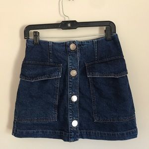 Topshop moto button up denim skirt